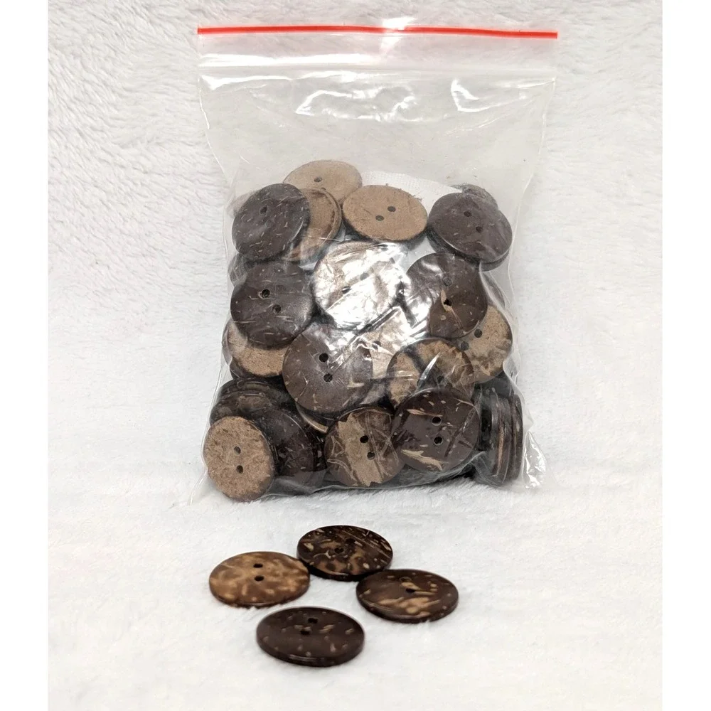 115pc Natural Button Lot Coconut Shell 20mm 32L + Wood Favorite Findings #510